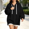 thumbnail image 3 of Women's Zip Up Sweatshirts Oversized Fashion Half Zip Hoodie Long Sleeve Drawstring Sweatshirt Side Split Loose Fall Tops, 3 of 7