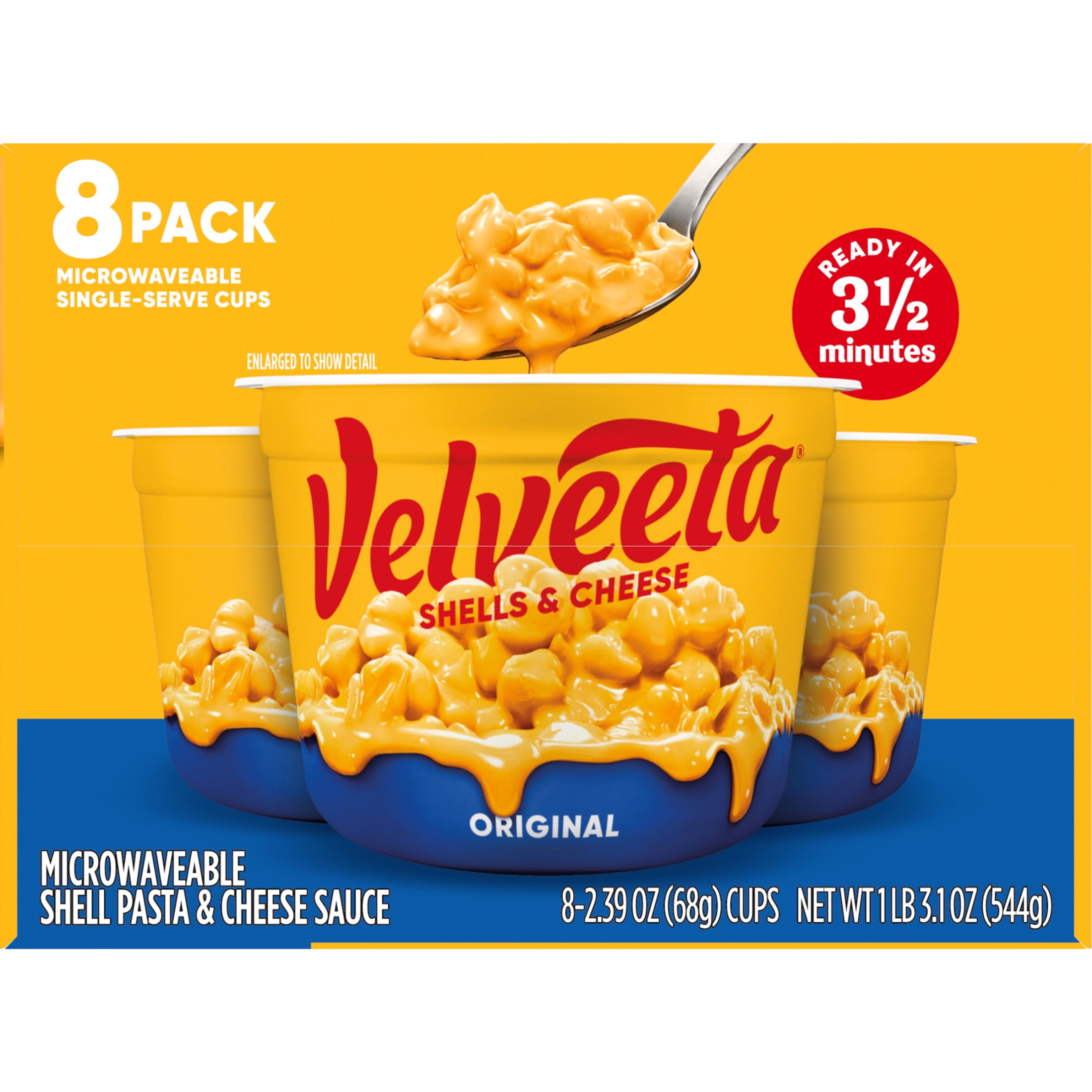 (2 pack) Velveeta Shells and Cheese Mac and Cheese, 8 Cups, for Easy Snacks or Dinner Sides, Original Flavor, 2.39 oz