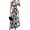 White, variant on JoveMarine Summer Dresses for Women 2026 Floral - Print V-Neck Long Waist Cinching Flowy Maxi Dress with Elastic Back for Beach Resort,Black L