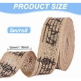 thumbnail image 2 of 5.47 Yards Musical Note Burlap Ribbon Tan Color Craft Ribbon Decorative Edging Trimming Sewing Webbing for Gift Packaging Party Decoration Sewing Craft, 2 of 7