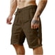 thumbnail image 1 of Pantalones Cortos de Cintura Elástica de los Hombres Color Sólido Cuerda Hueca Botón de Longitud Media Pantalones Cortos de los Hombres Casual, 1 of 9