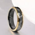 thumbnail image 3 of 6mm Black/White Ceramic Band Women's Engagement 18K Gold Plating Ring Size 6-10, 3 of 6