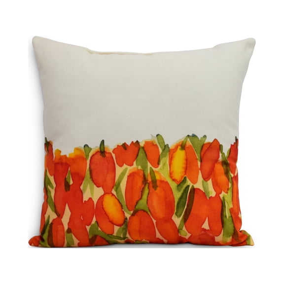 Simply Daisy, 16" x 16" Sunset Tulip Orange Floral DecorativeOutdoor Pillow