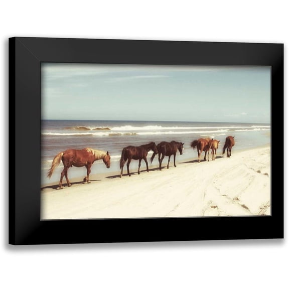 Mansfield, Kathy 14x11 Black Modern Framed Museum Art Print Titled - Horses on the Beach