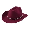 thumbnail image 3 of OOOUM Unisex Western Fedora Hat Soft Wide Brim Elegant Cowboy Hat Vintage Boho Party Hats, 3 of 5