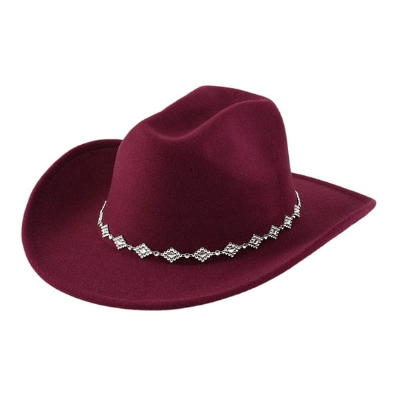 Landzoo One Western Cowboy Hat For Men And Women Bohemian Style Fedora With Rhinestone Embellishments Curved Brim Fashion Accessory Soft Stylish Basic Cowboy