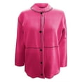 thumbnail image 3 of Womens Button Up Cardigans Long Sleeve Dressy Casual Sweater Crew Neck Office Knit Jacket Outerwear Hot Pink, L, 3 of 5