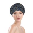 thumbnail image 2 of KLL Golden Peonies Pattern Shower Cap & Bath Cap for Women,Reversible Oversized Waterproof Shower Caps for all Hair Lengths,Elastic Reusable Bathing Hair Cap, 2 of 7