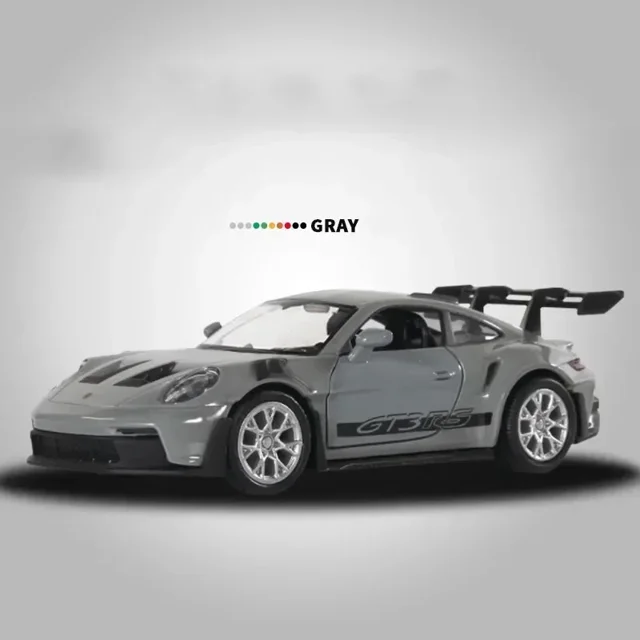 1:36 Porsche 911 GT3 RS Alloy Mini Car Model Racing Diecasts Metal Toy Sports Simulation Collection Pull Back Childrens Gifts Grey No Box