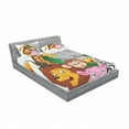 thumbnail image 3 of Cartoon Bedding Set with Sheet & Covers, Exotic Safari Animals All Together Comic Creature Zebra Elephant Friend Sketch, Printed Bedroom Decor 2 Shams, 4 Sizes, Multicolor, by Ambesonne, 3 of 3