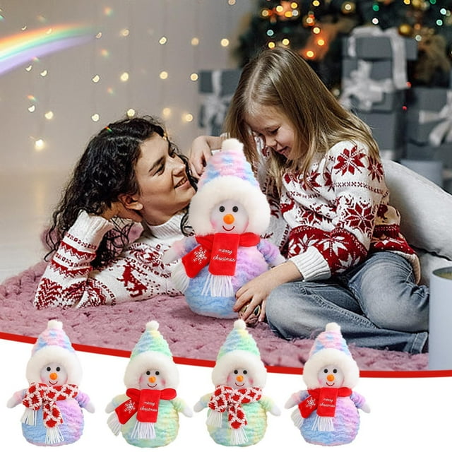 Muñeco de peluche de muñeco de nieve de Navidad | Decoración navideña suave y duradera | Muñeco de nieve mimoso de 35 cm con bufanda | Relleno hueco ligero de 200g | Regalo Festivo de Invierno