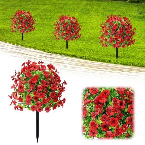 Artificial Flowers 1 Morning Glory Bush with Detachable Garden Stake 60cm for Outdoor Decor