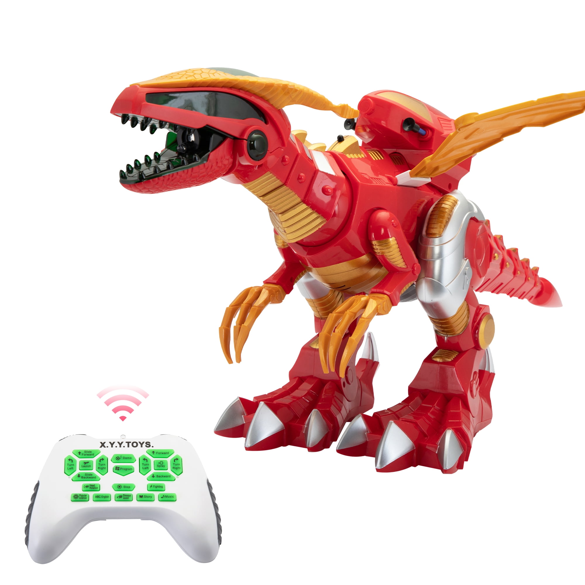 Remote Control Dinosaur Toy, Intelligent Dinosaur Robot with Spray Mist and Battle Mode for Toddler 3-6 Year Old, Red & Gold Remote Control Dinosaur Toy, Intelligent Dinosaur Robot with Spray Mist and Battle Mode for Toddler 3-6 Year Old, Red & Gold