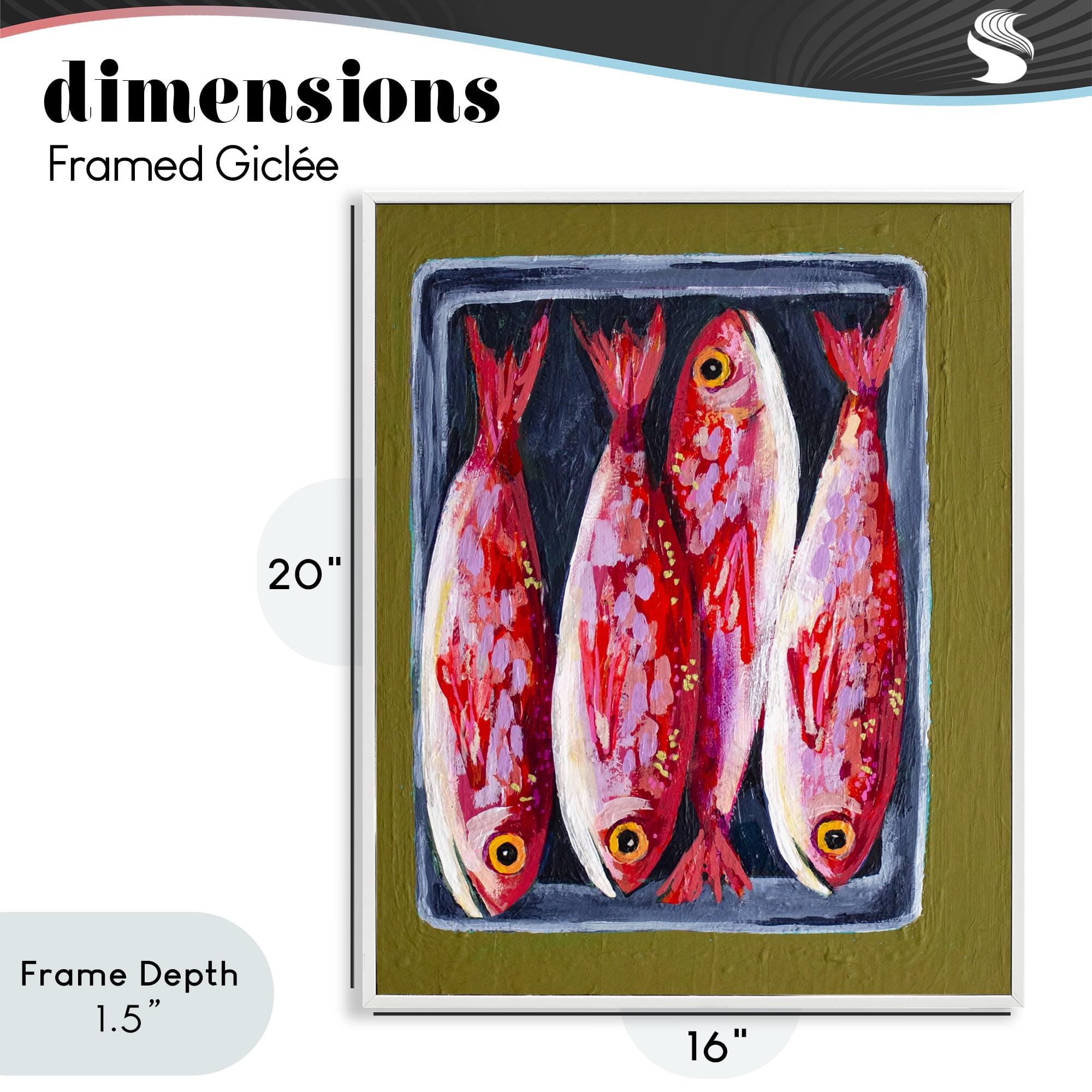 Stupell Industries Red Fish on a Platter White Framed Giclee Art, design by Rachel Nerney