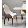 thumbnail image 4 of Montary 63 inch Engineered Stone Kitchen Dining Table Set with 6 Chairs,Carrara White Top with Gold Solid Carbon Steel Base, 4 of 6