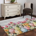 thumbnail image 4 of Easter 3'x5' Washable Rug, Retro Spring Bunny Eggs Tulip Farm Wooden Grain Non-Slip Area Rugs for Entryway Kitchen Classroom, StainResistant Dorm Throw Carpet, Low Pile Soft Indoor Floor Mat, 4 of 9