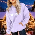 thumbnail image 4 of WQNVRNR Kids Valentine's Day Hoodie- Casual Heart Long Sleeve Fleece-Lined Sweatshirt with Pocket Purple Size 14, 4 of 6
