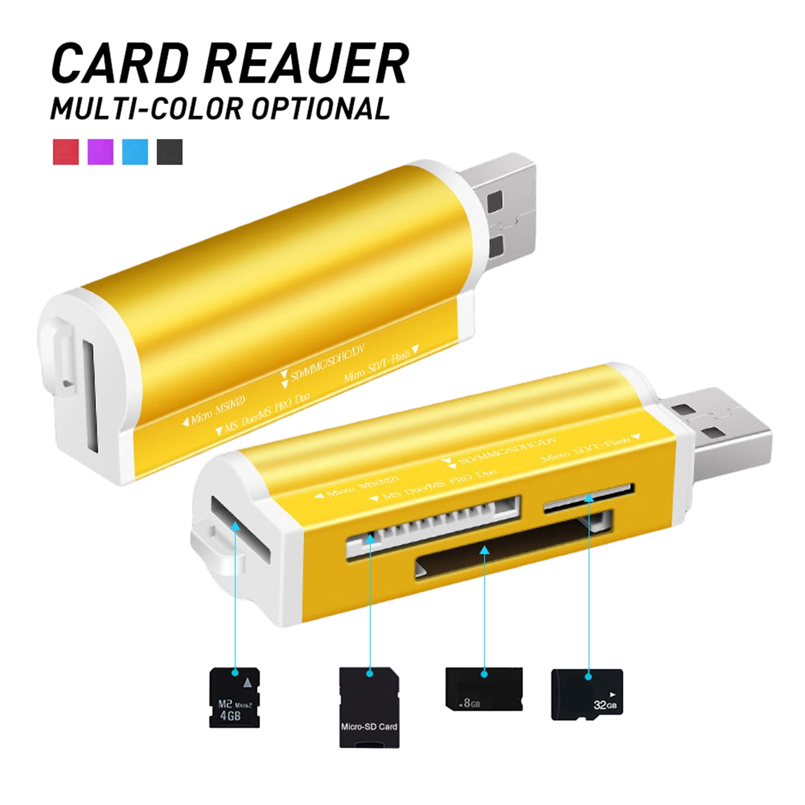 4-in-1 USB 2.0 Compact Camera Flash Multi Memory Card Reader TF SD USB Adapter 