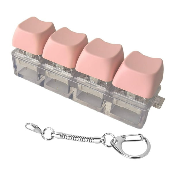 Llavero con teclado mecánico de bolsillo, diseño único, compacto, ideal como regalo para adultos, para la oficina, para hombres, mujeres y el hogar. 4 teclas