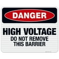 thumbnail image 1 of High Voltage Do Not Remove This Barrier Sign, OSHA Danger Sign, 24x30 Reflective Aluminum EGP, 1 of 1