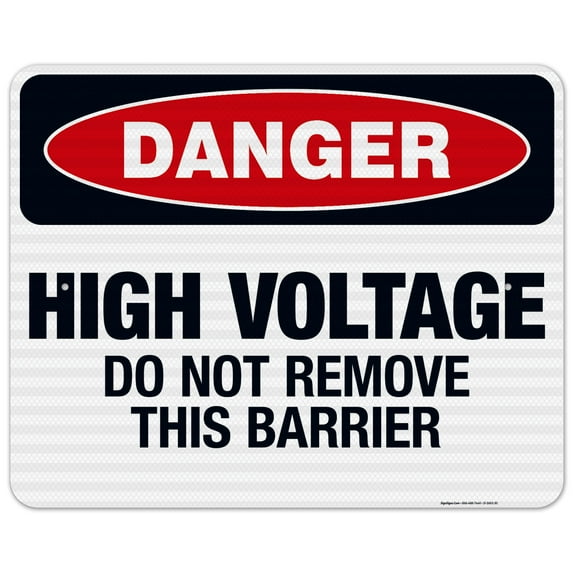 High Voltage Do Not Remove This Barrier Sign, OSHA Danger Sign, 24x30 Reflective Aluminum EGP
