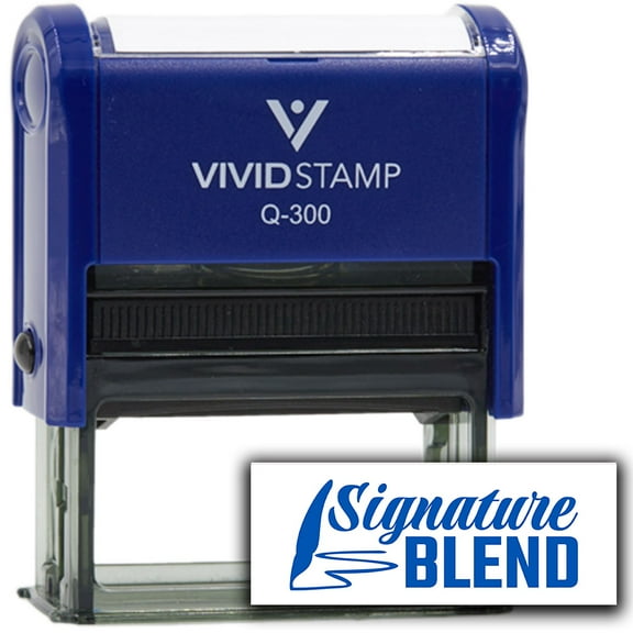 All Quality Signature Blend Self-Inking Rubber Stamp | Handcrafted Products (Blue Ink) - Q-300