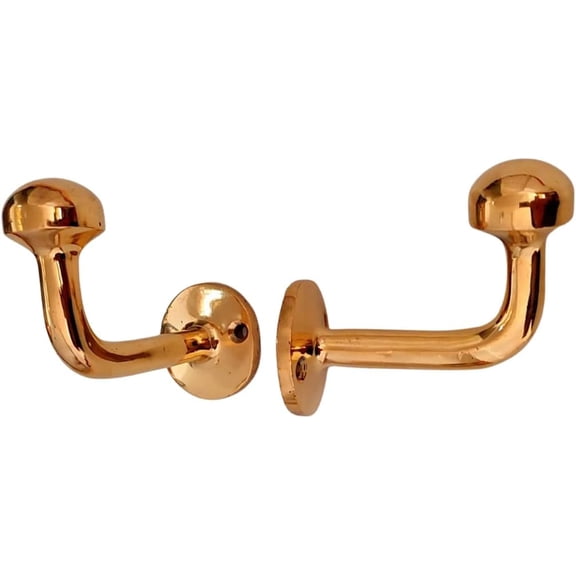 Set of 2 Unlacquered Solid Brass Wall Hooks, Handmade Brass Hooks for Doors and Bathrooms, Solid Brass Coat Hanger, Antique Brass Hooks for Coats, Wall Mounted Hooks for Hanging Towels & Bags