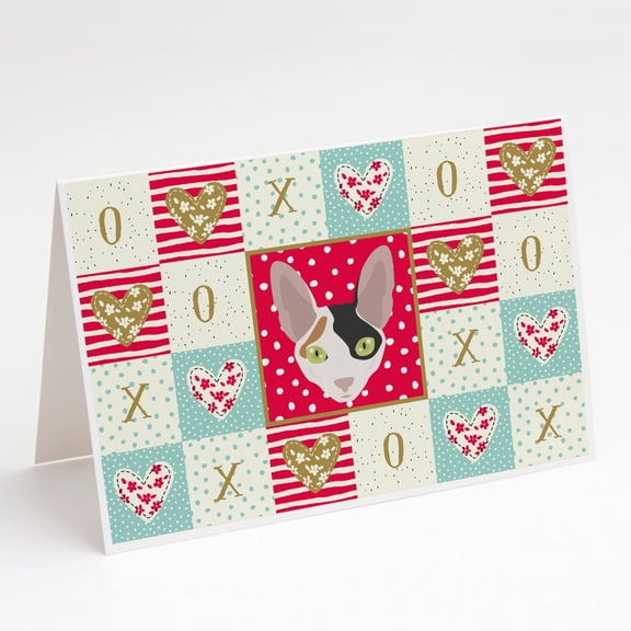 Carolines Treasures CK5107GCA7P Cornish Rex Cat Love Greeting Cards and Envelopes Pack of 8 Red 7 x 5 multicolor