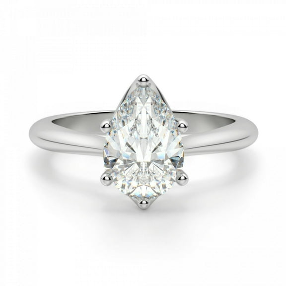 2.00 Cts Pear Cut Moissanite Diamond Ring 18K White Gold Plated, Sterling Silver Ring Diamond Moissanite Ring , Simple Ring, Anniversary Ring