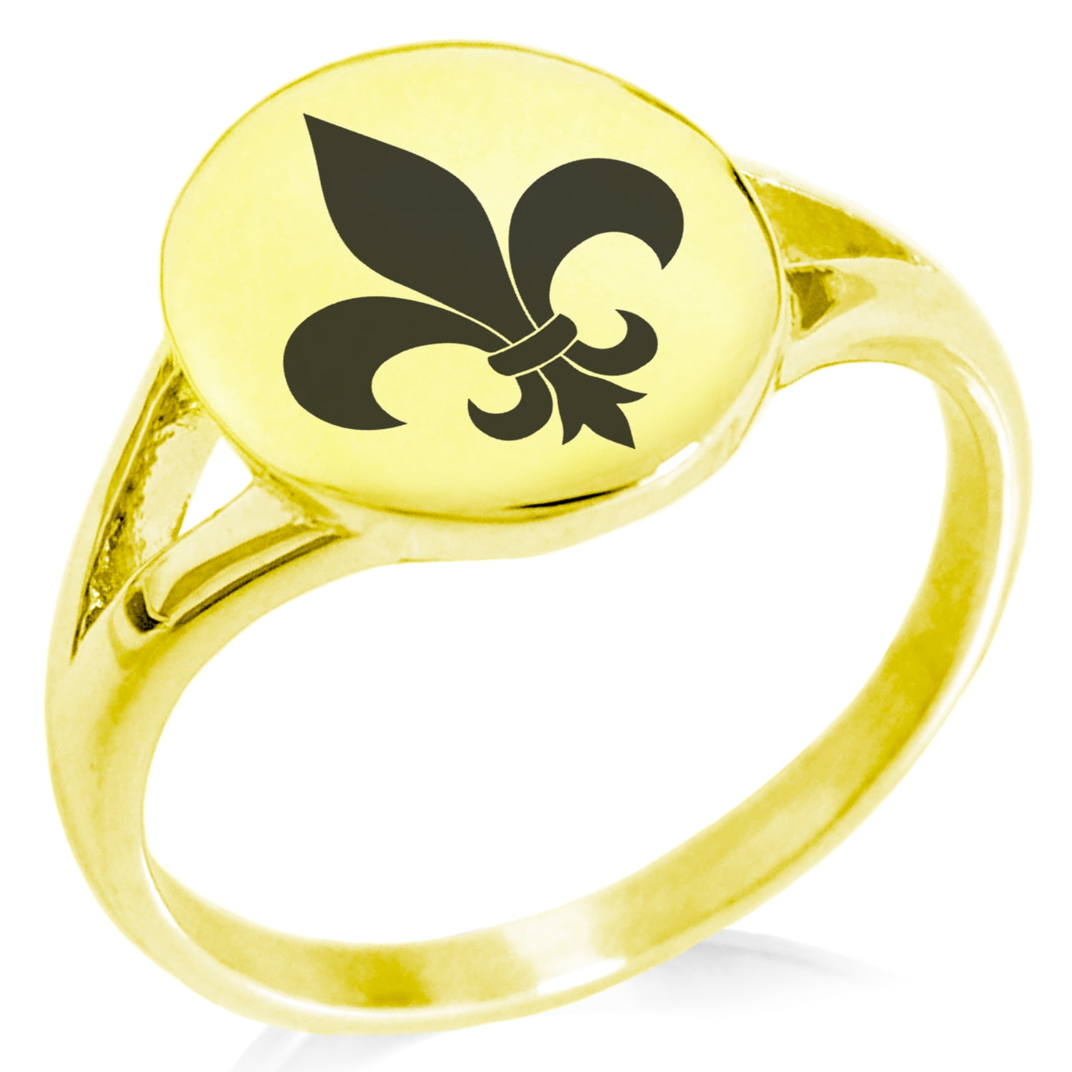 Stainless Steel Fleur De Lis Ring - 8mm Wide, Sizes 9-14, Silver Tone Gift Box
