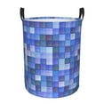 thumbnail image 1 of Round Laundry Basket, Aesthetics of Diamond Color Arrangement Foldable With Handle Waterproof Medium Size, 1 of 8
