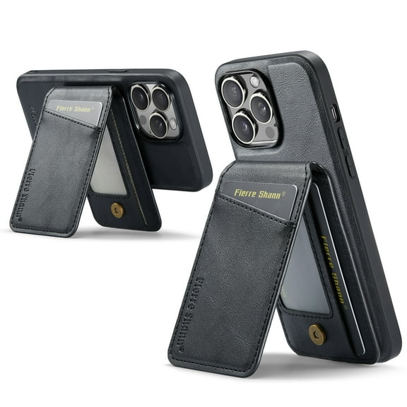 Allytechgroup 2 in 1 Detachable Wallet Case Cover for Apple iPhone 12/ iPhone 12 Pro, Compatible with Magsafe Cards Holder Purse Pokcet Shockproof Slim Fit Phone Case for iPhone 12/12 Pro,Black