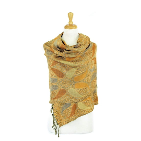 Paisley Pattern Tow Layered Woven Pashmina Shawl Scarf Wrap Stole