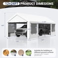 thumbnail image 2 of Mellcom 12' x 24' Carport, Heavy Duty Portable Garage with Side Doors and Removable Sidewalls, All-Season Car Port for Car,SUV,Truck,White, 2 of 7