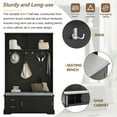 thumbnail image 5 of MAYEERTY Elegant Hall Tree:Sliding Doors, 6 Hooks & Handles, Mudroom Bench Cabinet with Shoe Storage, Black, 5 of 21
