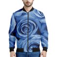 thumbnail image 3 of Chaqueta con cremallera y estampado de flores de rosas para hombre, con plantas 3D, mangas largas, para primavera y otoño, chaquetas de gran tamaño, abrigos, ropa de calle, 3 of 5