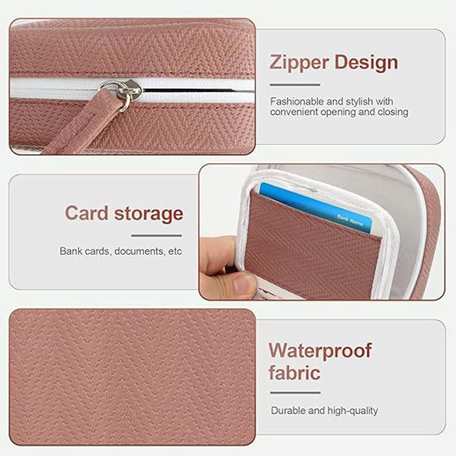 JEBTBFZE Waterproof Pill Organizer Set, Pill Pouches for Travel, with 14 Color-Pill Pouches, 7–14 Day Travel Pill Organizer, Portable Reusable Binder Design Zippered Pill Storage  (Pink)