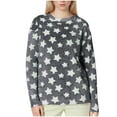 thumbnail image 4 of SMihono Stars Print Plush Sweatshirt for Women Winter Warm Soft Fleece Thermal Pajamas Tops Pullover Long Sleeve Lounge Shirts Gray L, 4 of 7
