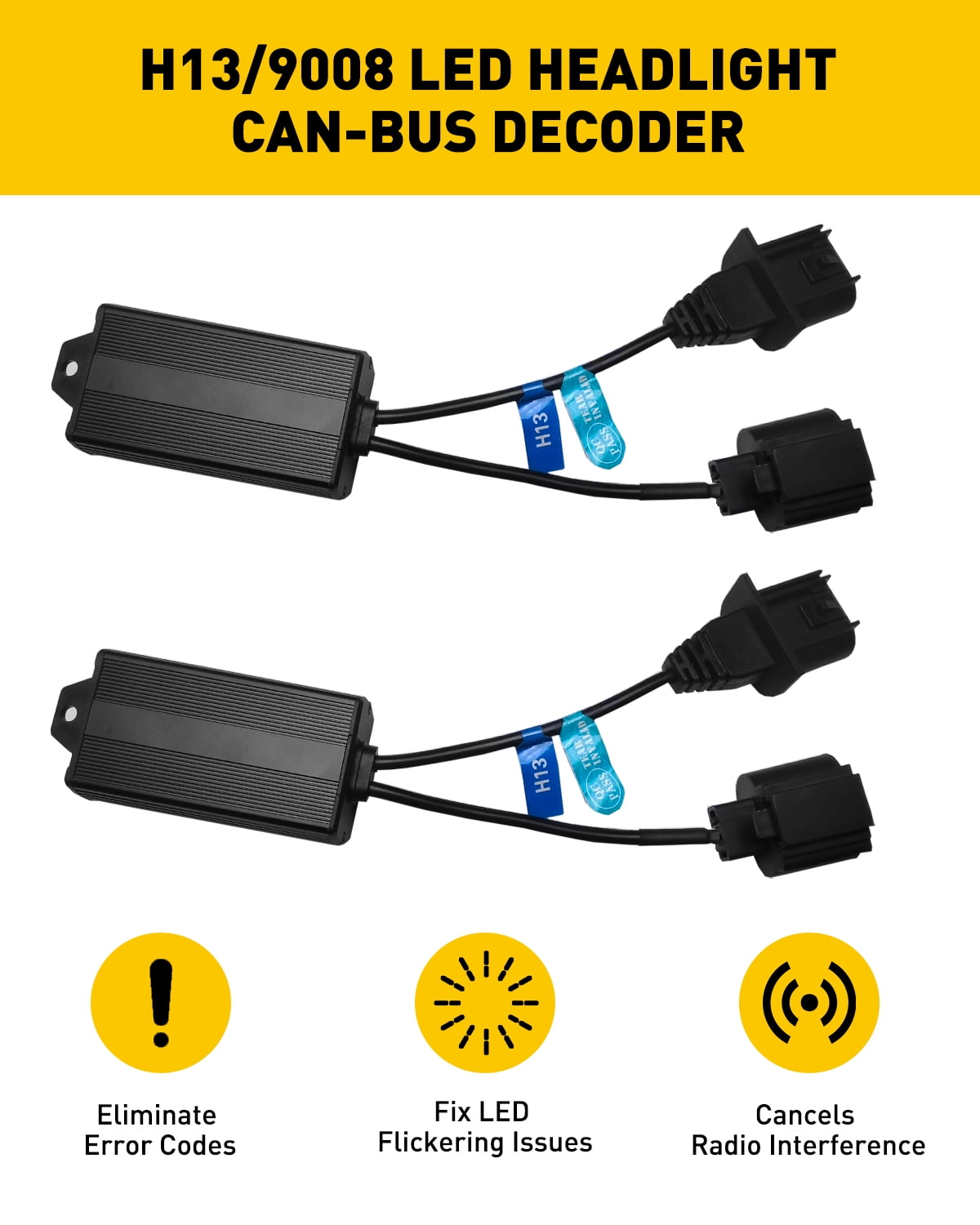 AnyCar H7 LED Bulb Decoder Canbus Resistor Anti-flicker Harness,Dashboard  Warning Error Free EMC Canceller Decoder