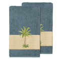 thumbnail image 2 of Authentic Hotel and Spa  Turkish Cotton Palm Tree Embroidered Teal Bath Towels (Set of 2), 2 of 3