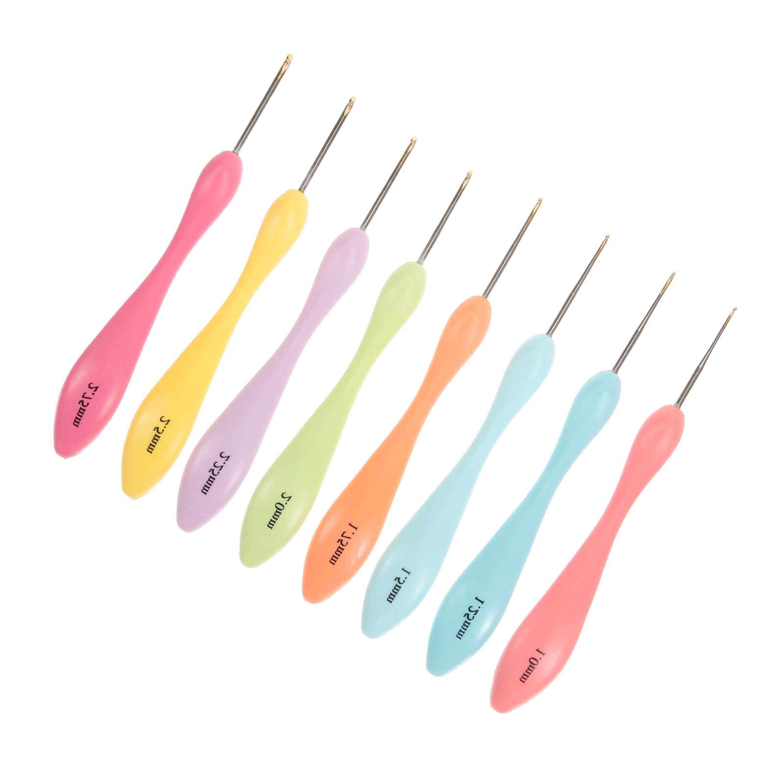 Raindrops 8Pcs Crochet Needles Pin Assorted Color Curved Handle for Family Members DIY Projects