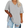 thumbnail image 1 of Birdeem Blouses pour Femmes T-Shirt de Sport pour Femmes Surdimensionné à Col en V à Manches Courtes Imprimé d'Été, 1 of 1