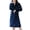 Navy, variant on Womens Robes Flannel Bandage Pocket Warm Sleepwear Robes Solid Color Sleepwear Fall Fashion Long Sleeve Clothes Nightgown Loose Comfy Homewear (Navy,Free Size)