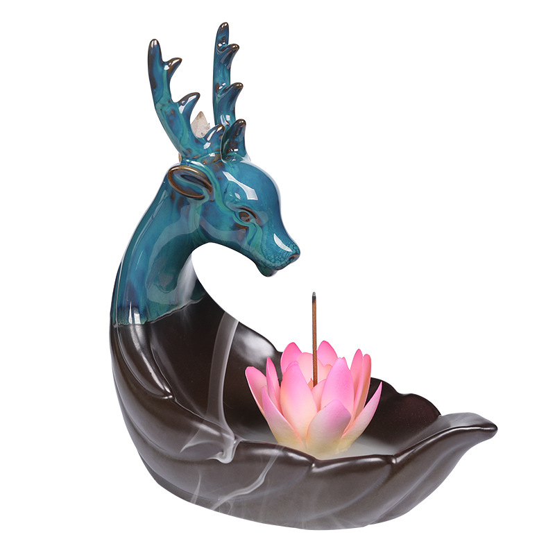 Mascot Desktop Decoration Ceramic Flower Incense Sticks Holder Incense Cone Burner