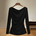 thumbnail image 6 of Women's Long Sleeve Round Neck Loose Fit Top Blouse T-Shirt Solid Color Casual Daily Wear Business Office Work Fashion Essential Gift for Women | Sopatenor,Black XL, 6 of 9