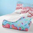 thumbnail image 4 of Manfei Kawaii Baseball Bed Spread Queen, Girls Ice Cream Drip T Queen Coverlet Set, Pink Light Blue T, Polka Dots Reversible 3-Piece, 1 Quilt and 2 Pillowcases, 4 of 7