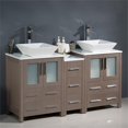 thumbnail image 2 of Fresca Torino 60" Double Bathroom Cabinets w/Tops and Vessel Sinks in Gray Oak, 2 of 3