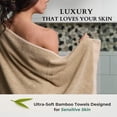 thumbnail image 5 of BedVoyage Luxury Towels, 3pc Set, 600 GSM, Ultra Soft Viscose derived from Bamboo Bath Towel, Super Absorbent, Extra Large – 1 Bath Size, 1 Hand Towel, 1 Washcloth (Champagne), 5 of 7