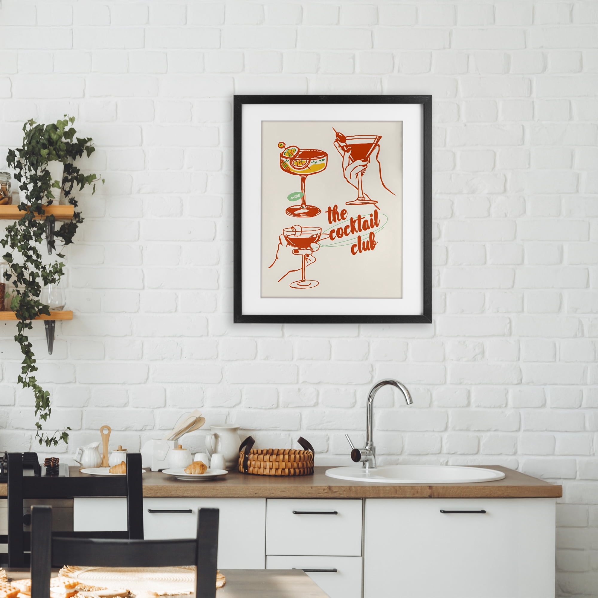 Stupell Industries Cocktail Club Toasting Glasses Black Framed Print Under Glass, design by The Prints Vibe