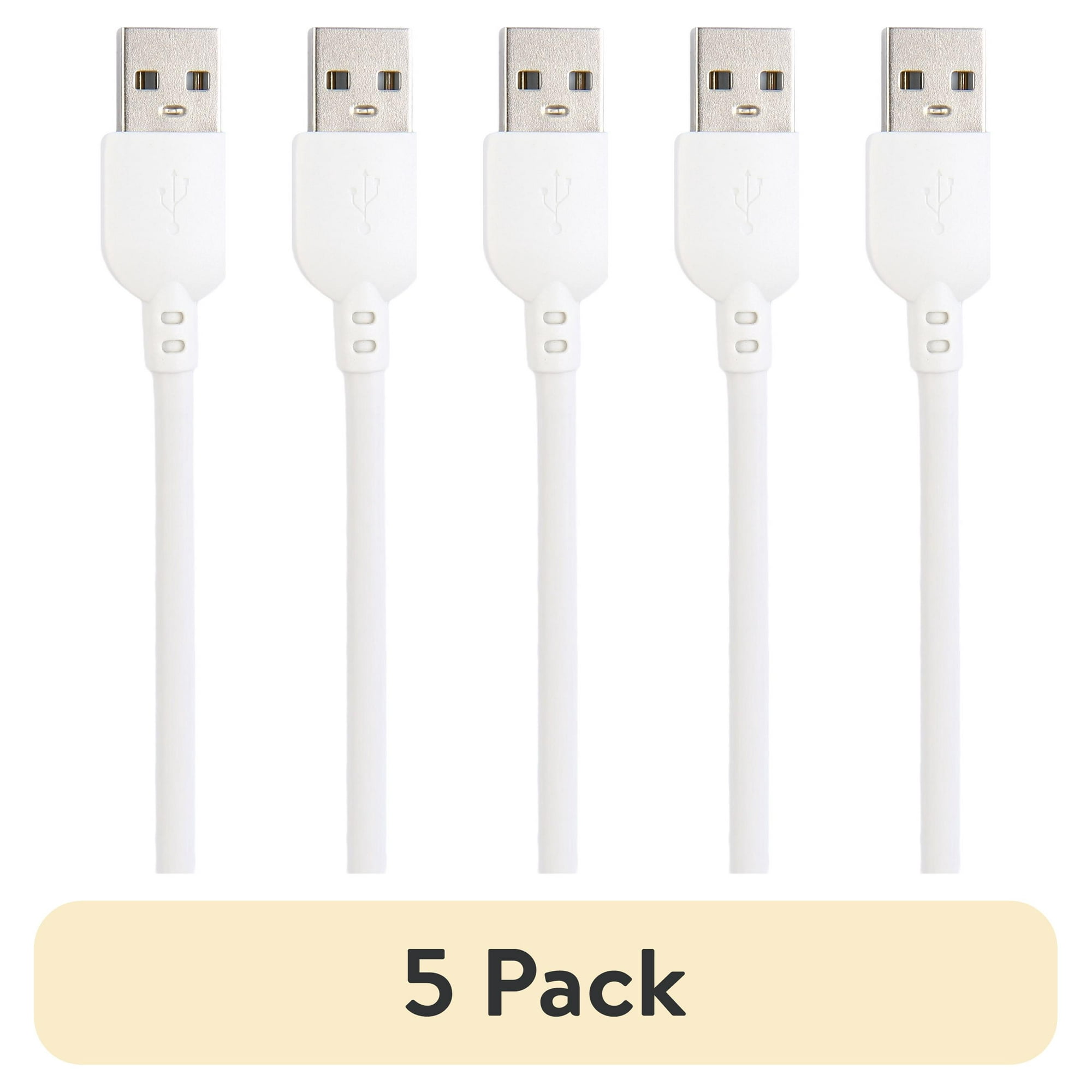 (5 pack) (5 pack) onn 10ft Lightning to USB-A Charging Cable MFI Certified White Compatible with iPhone and iPad